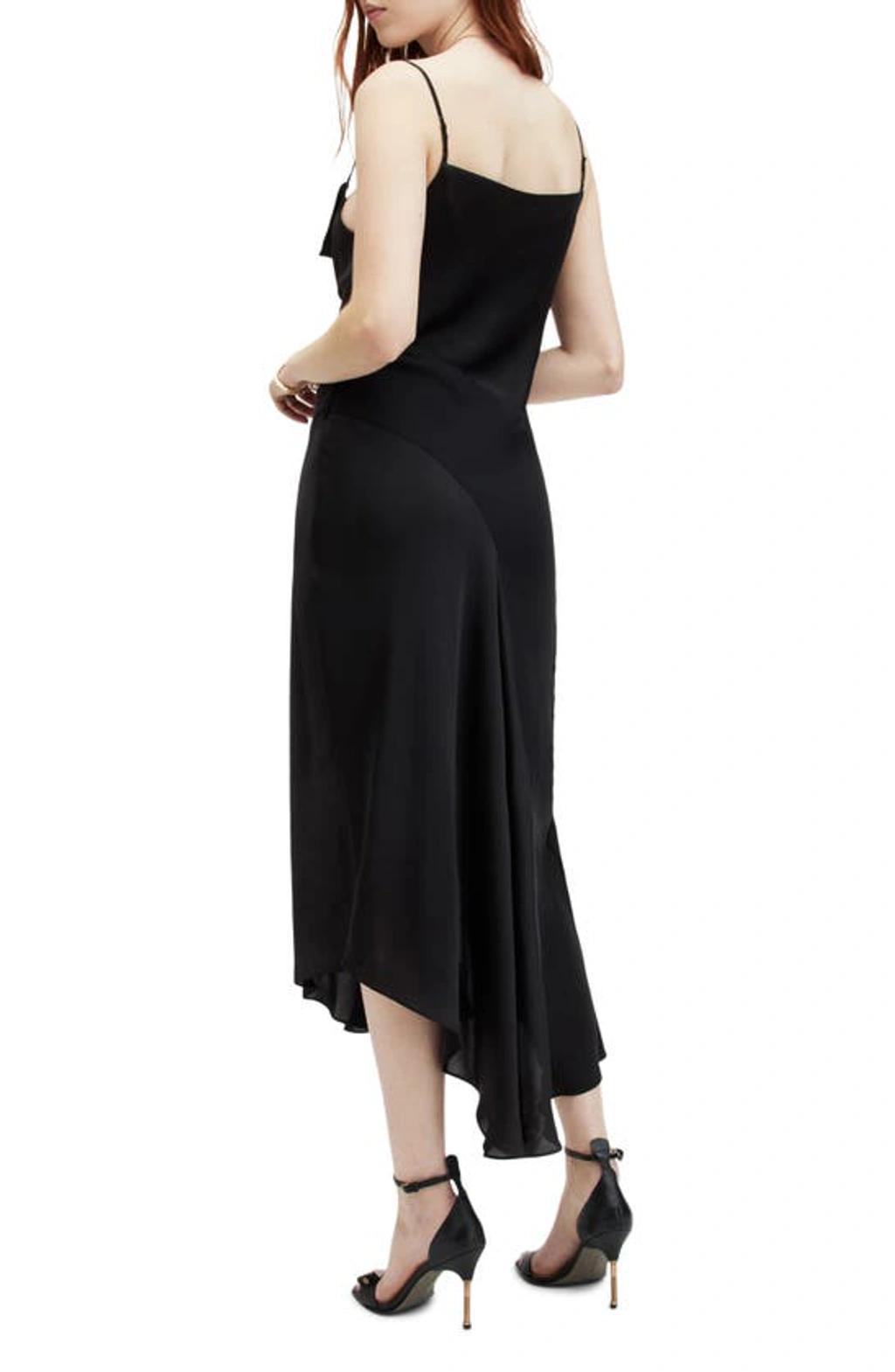 ALLSAINTS Una Side Ruched Slipdress In Black Product Image