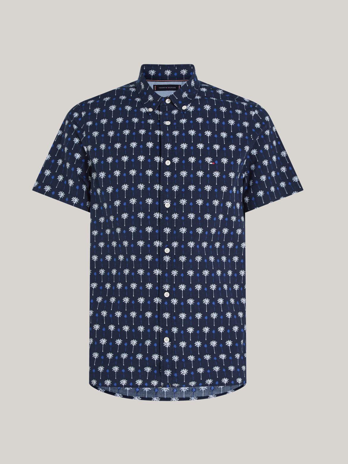 Tommy Hilfiger Men's Slim Fit Micro Palm Print Shirt Product Image