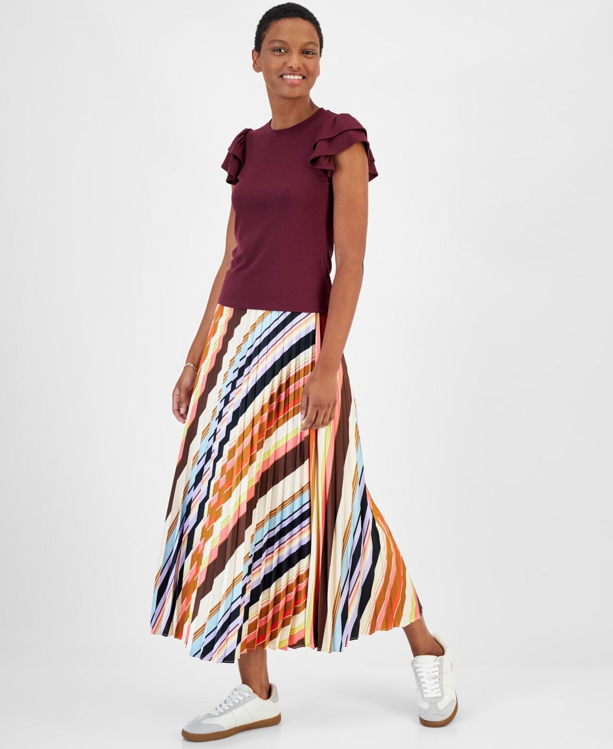 On 34th Womens Flutter-Sleeve Ribbed Top, Created for Macys Product Image