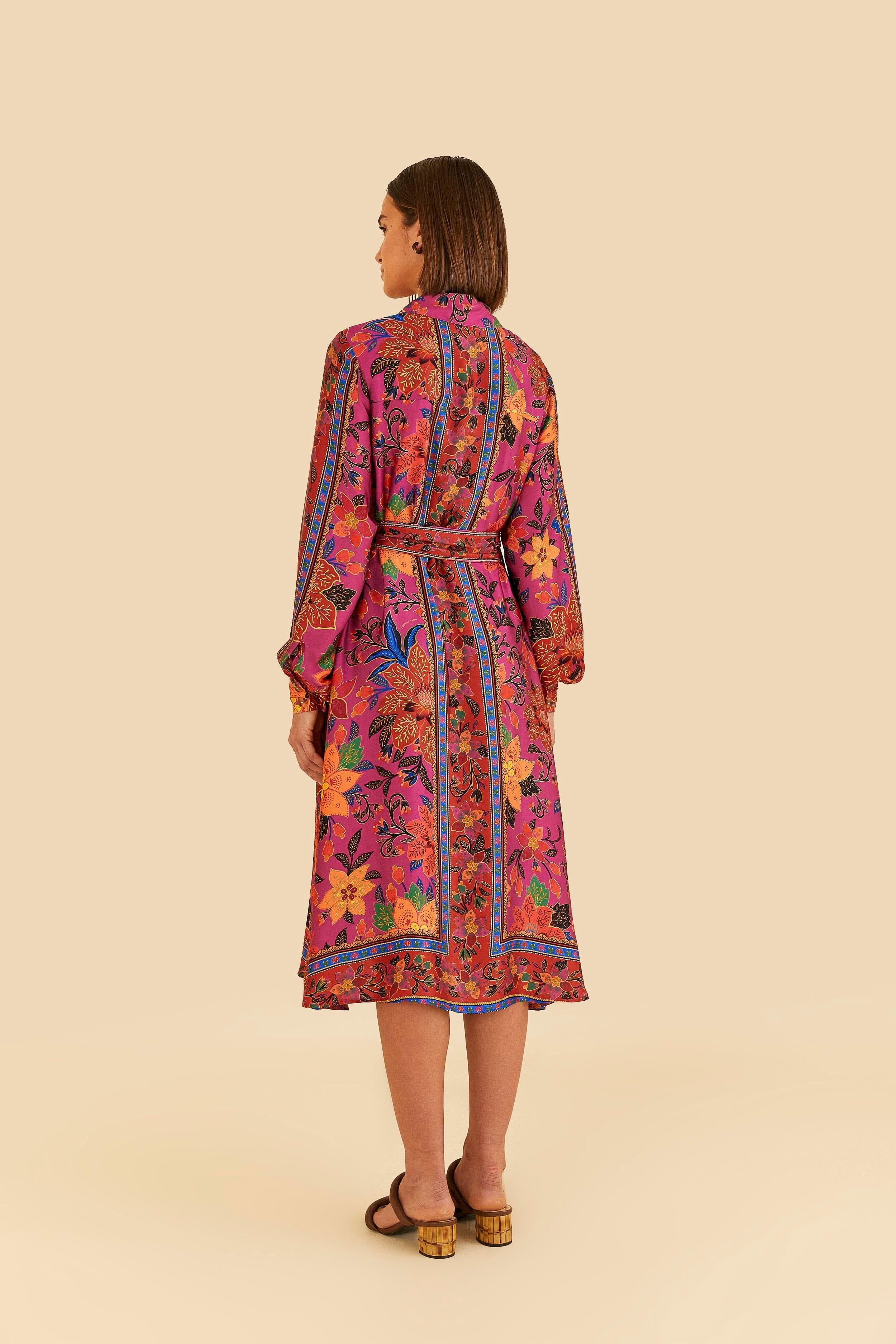 Pink Tropical Tapestry Lenzing™ Ecovero™ Viscose Shirtdress Product Image