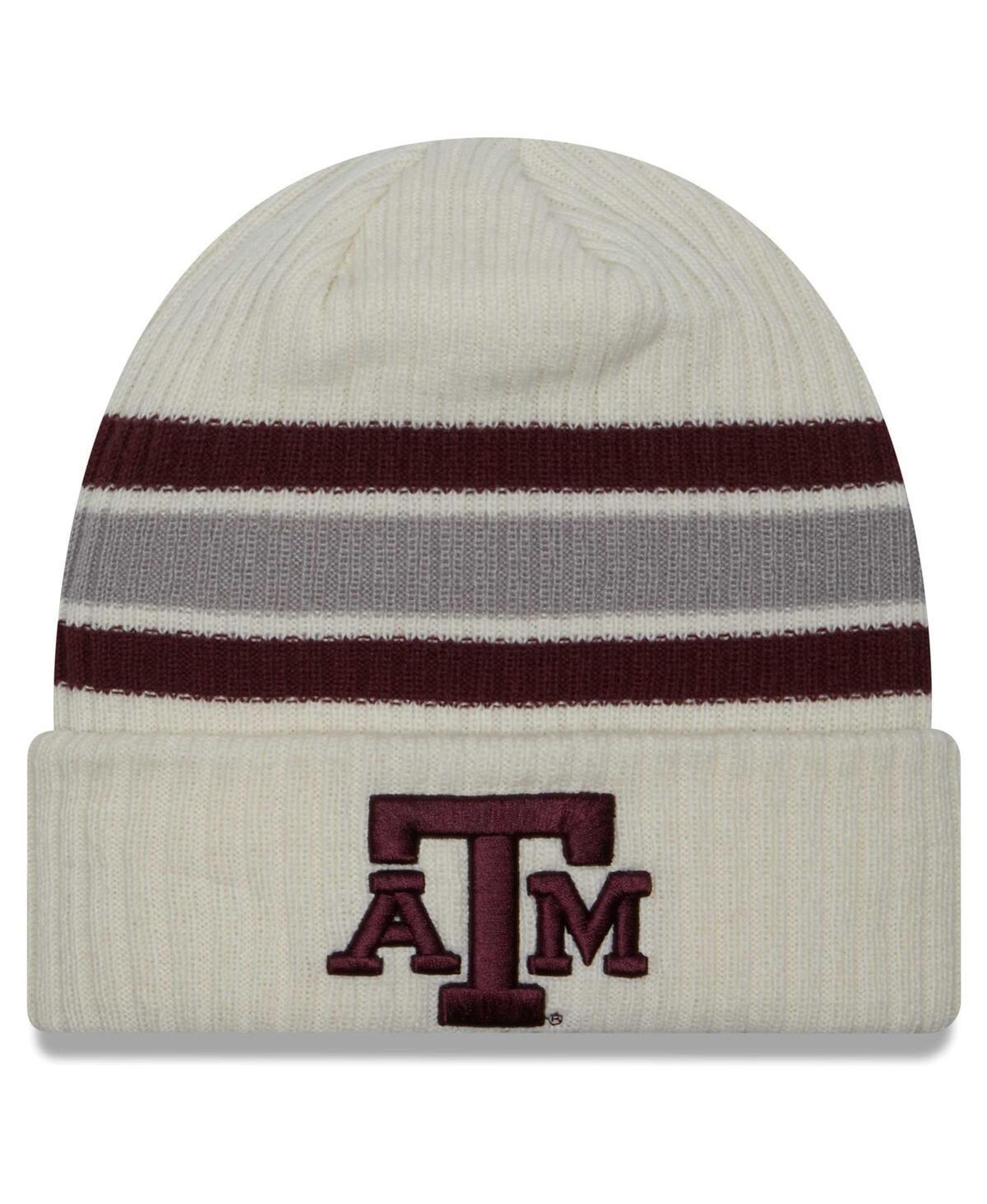 Mens New Era Cream Distressed Texas A&M Aggies Vintage-Like Cuffed Knit Hat Product Image