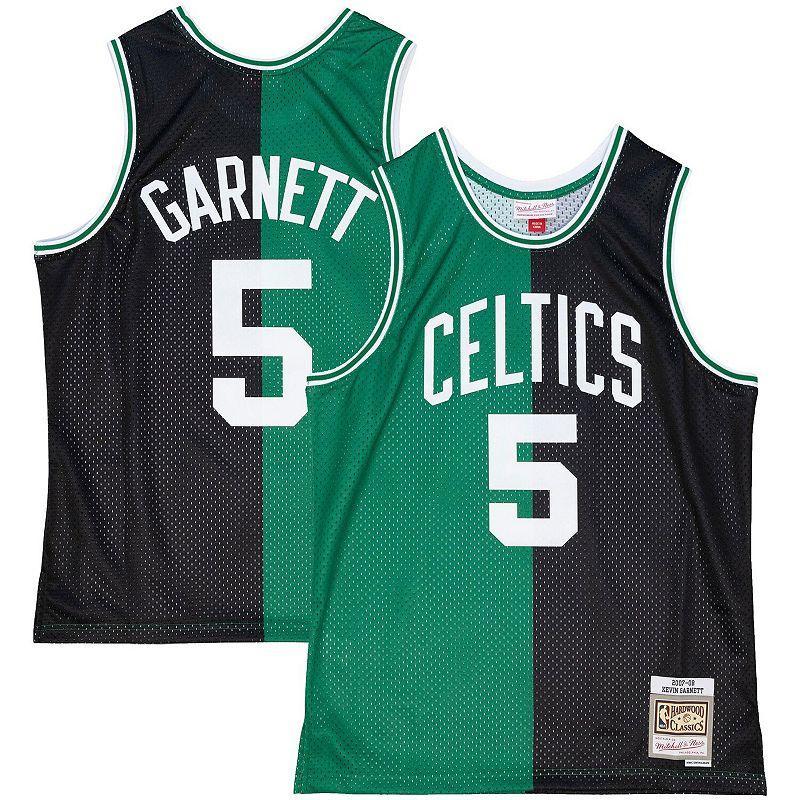 Mens Mitchell & Ness Kevin Garnett /Kelly Green Boston Celtics Hardwood Classics 2007/08 Split Swingman Jersey Product Image