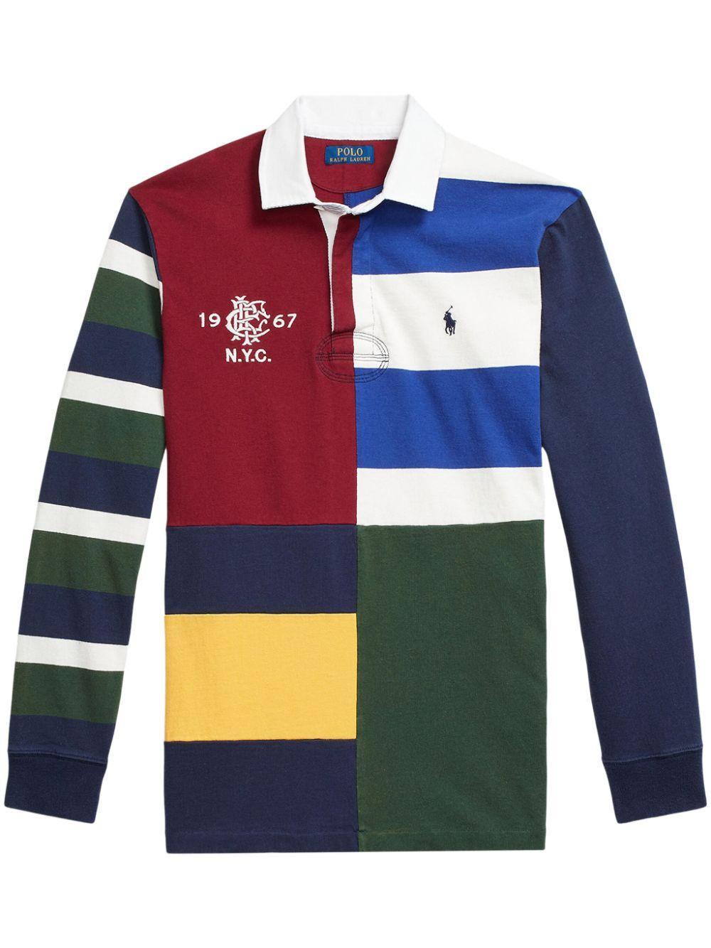 POLO RALPH LAUREN Cotton Colour-block Rugby Shirt In Green Product Image