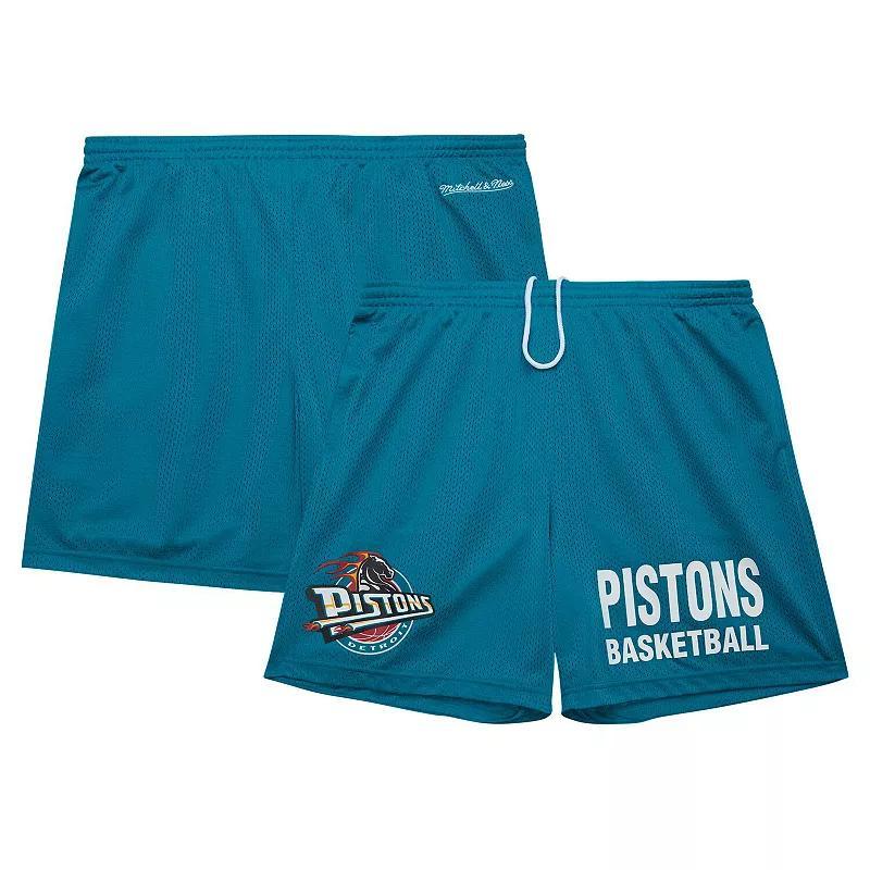 Mens Mitchell & Ness Teal Detroit Pistons Hardwood Classics Gameday Mesh Shorts Product Image