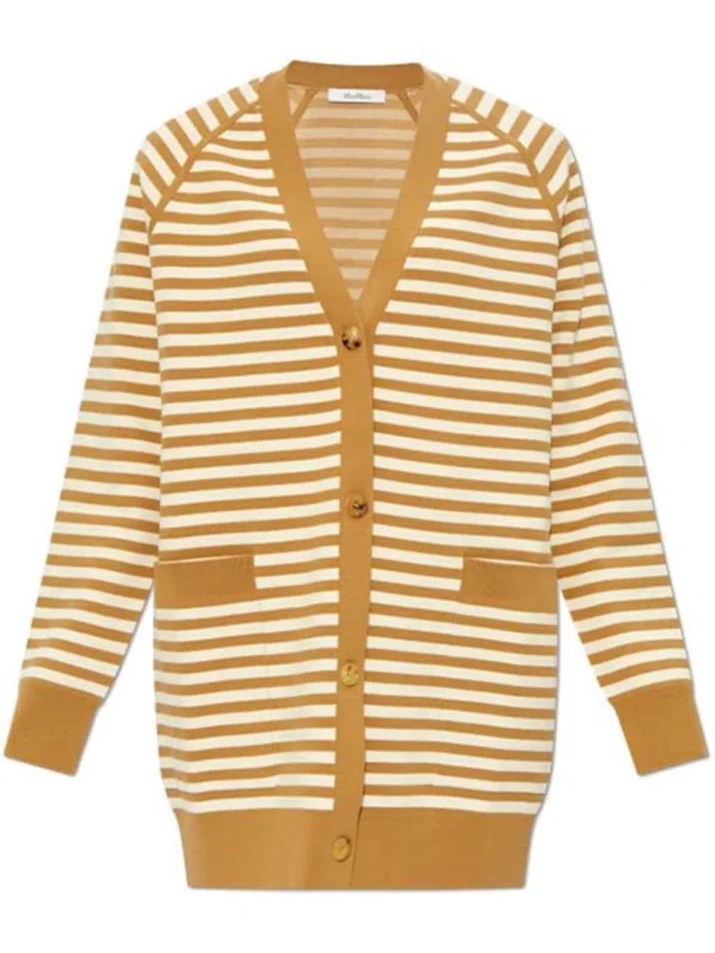 MAX MARA Striped Patterned V In Beige Product Image