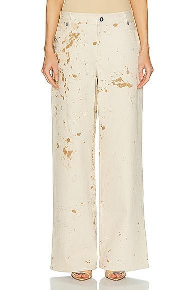 Lapointe Splatter Denim Painter Wide Leg in Beige Product Image