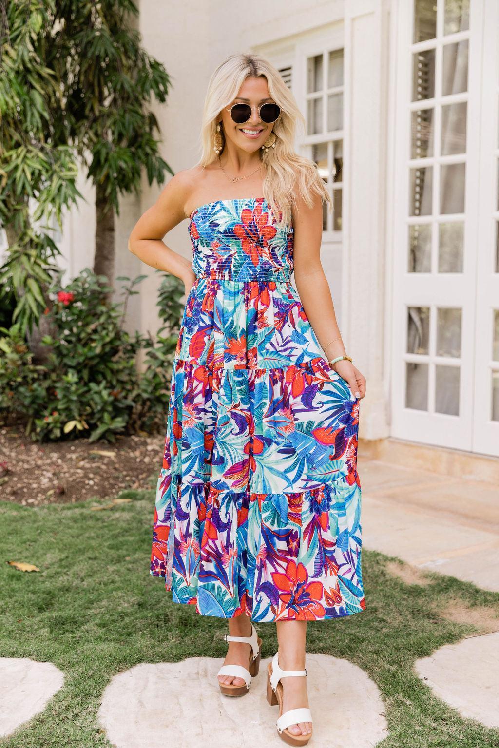 Heading To Paradise Blue Floral Jumpsuit FINAL SALE Product Image