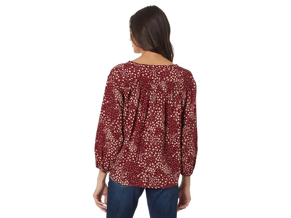 Toad&Co Manzana Long Sleeve Peasant Top (Berry Floral Print) Women's Clothing Product Image