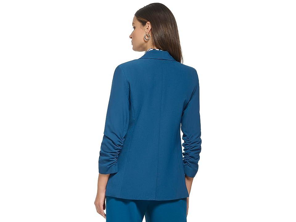 DKNY Shawl Collar Ruched Sleeve Jacket (Dark Topaz) Women's Clothing Product Image