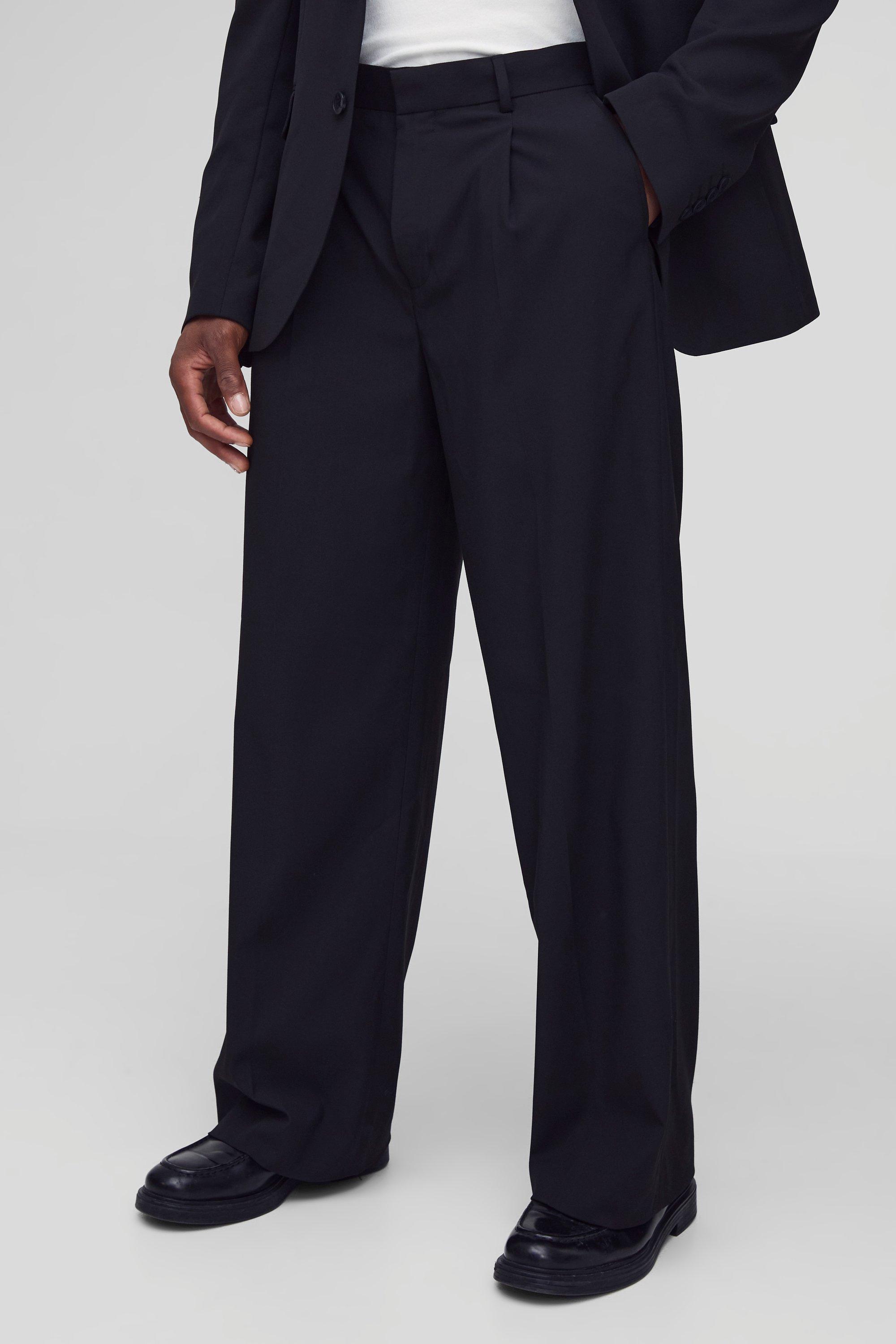 Fixed Waist Pleat Front Wide Tailored Pants | boohooMAN USA Product Image