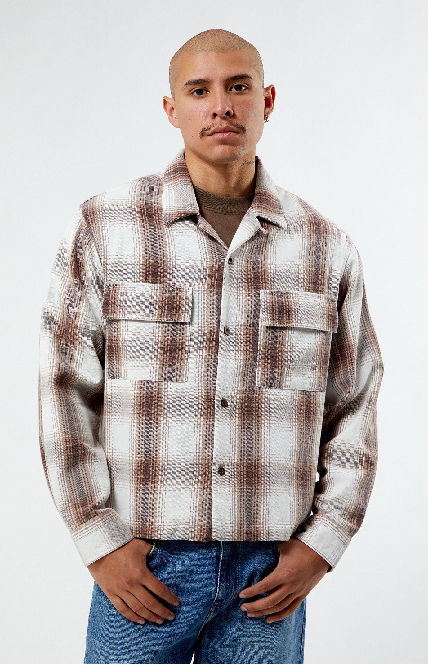 Mens Washed Cropped Flannel Shirt Product Image