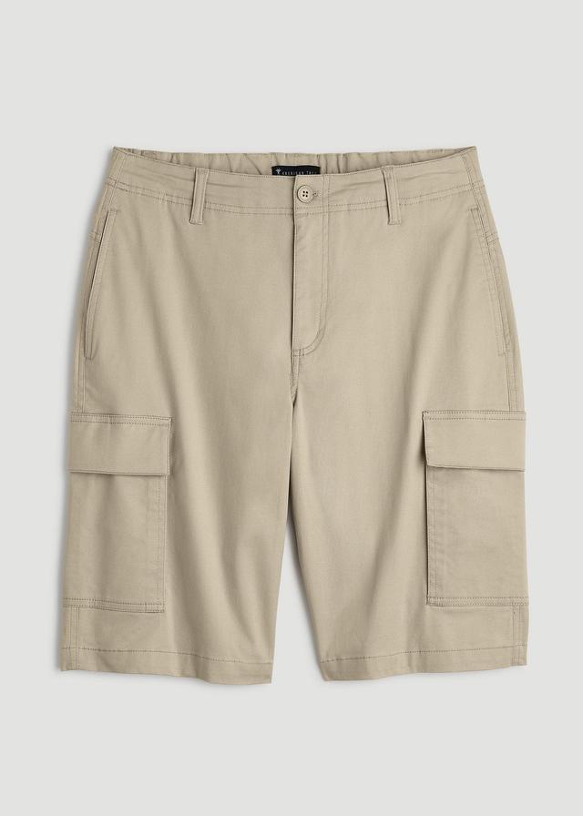 Stretch Twill Cargo Shorts for Tall Men in Light Khaki Product Image