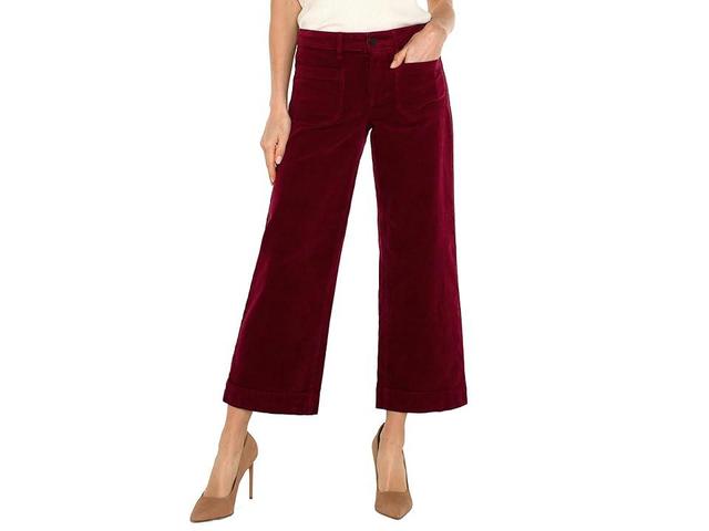 Liverpool Los Angeles Wide Leg Crop with Patch Pockets Mid Rise Stretch Corduroy in Ruby (Ruby) Women's Jeans Product Image