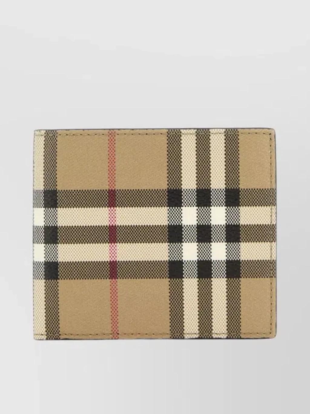 Checkered Canvas Coated Wallet In Brown Product Image