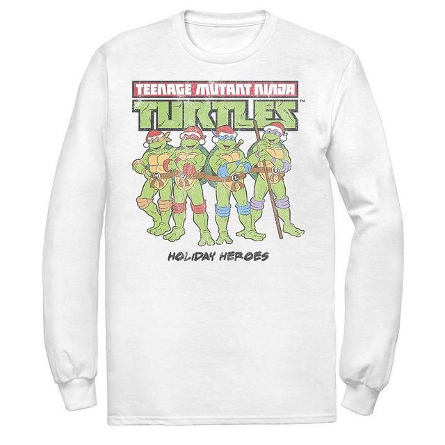 Mens Ninja Turtles Vintage Christmas Santa Hat Group Long Sleeve Tee Product Image