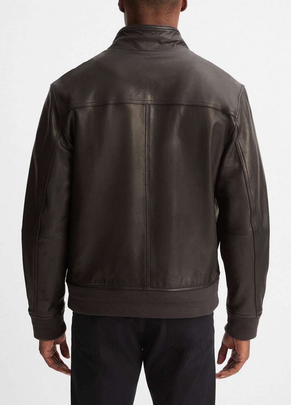 Leather Harrington Bomber Jacket Product Image