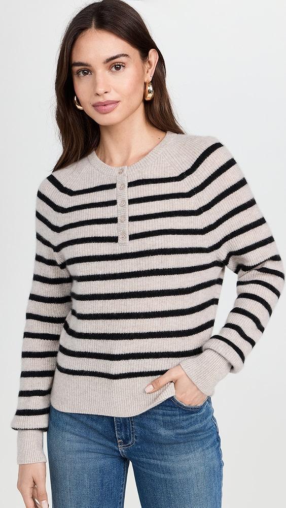 White + Warren Cashmere Ribbed Button Henley | Shopbop Product Image