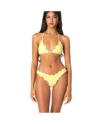 Edikted Womens Golden Ruffle Edge Triangle Bikini Top Product Image