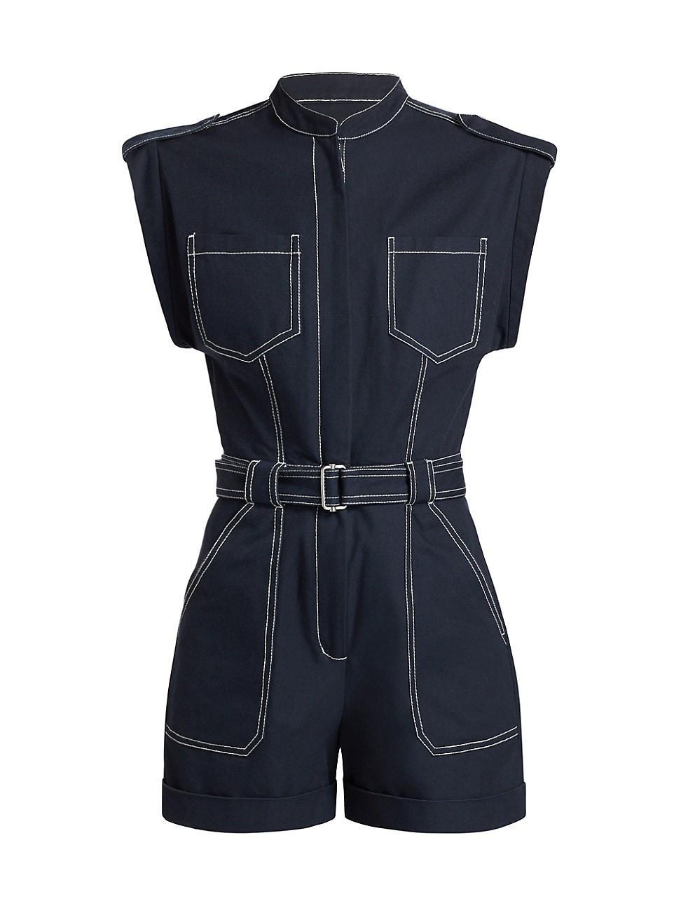 Womens Tinka Contrast-Stitched Belted Romper Product Image