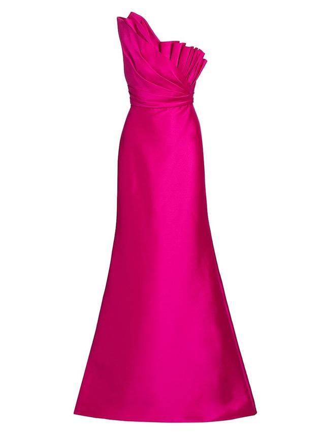 Womens Satin Mikado Asymmetric Strapless Gown Product Image