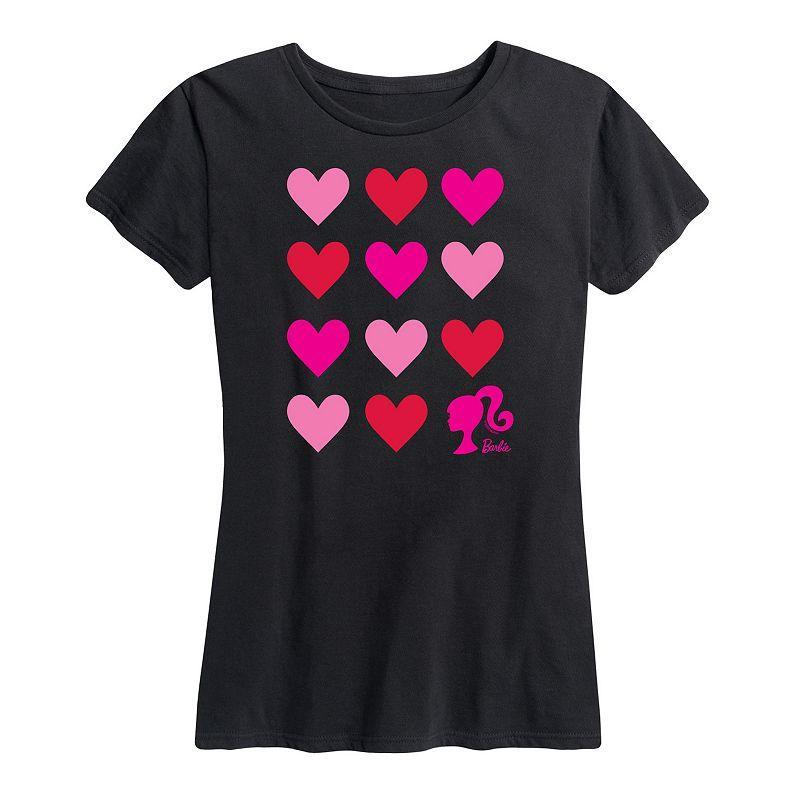 Womens Barbie Heart Grid Graphic Tee Product Image