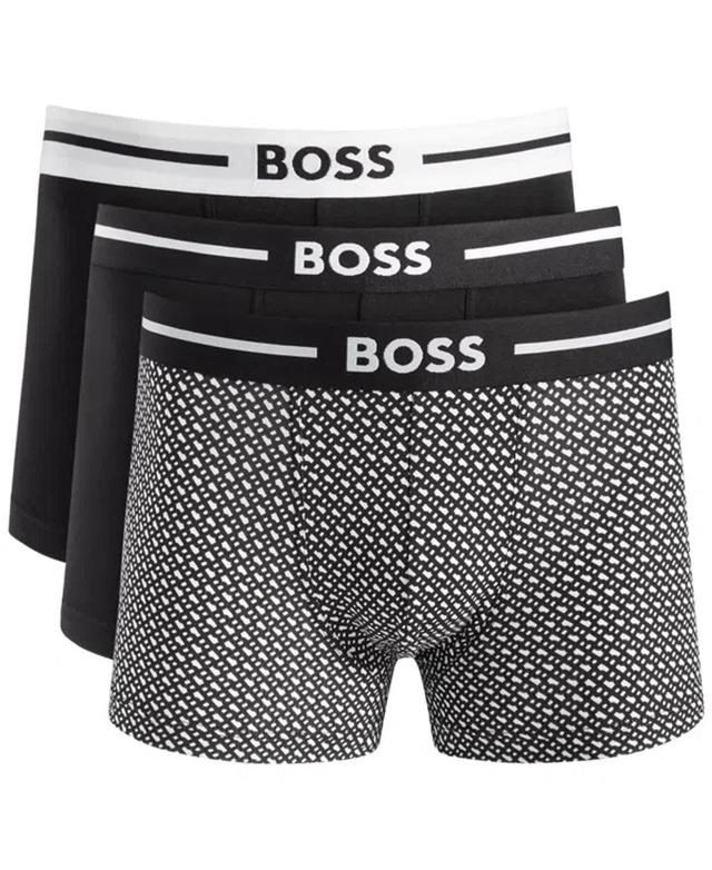 HUGO BOSS Three-pack Of Stretch-cotton Trunks With Logo Waistbands In Open Misc Product Image