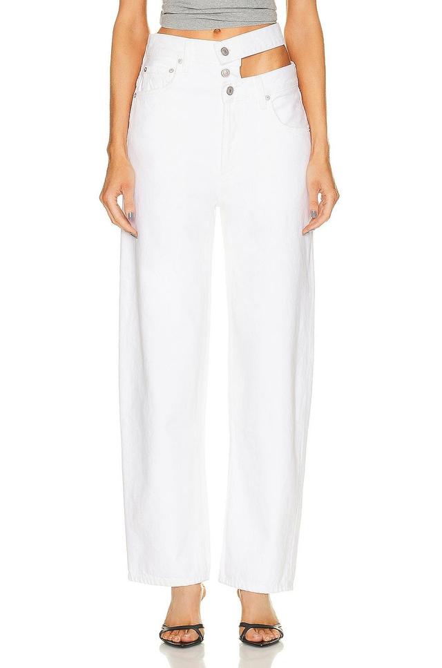 AGOLDE Broken Waistband Jean in Milkshake - White. Size 34 (also in 29, 30, 32). Product Image