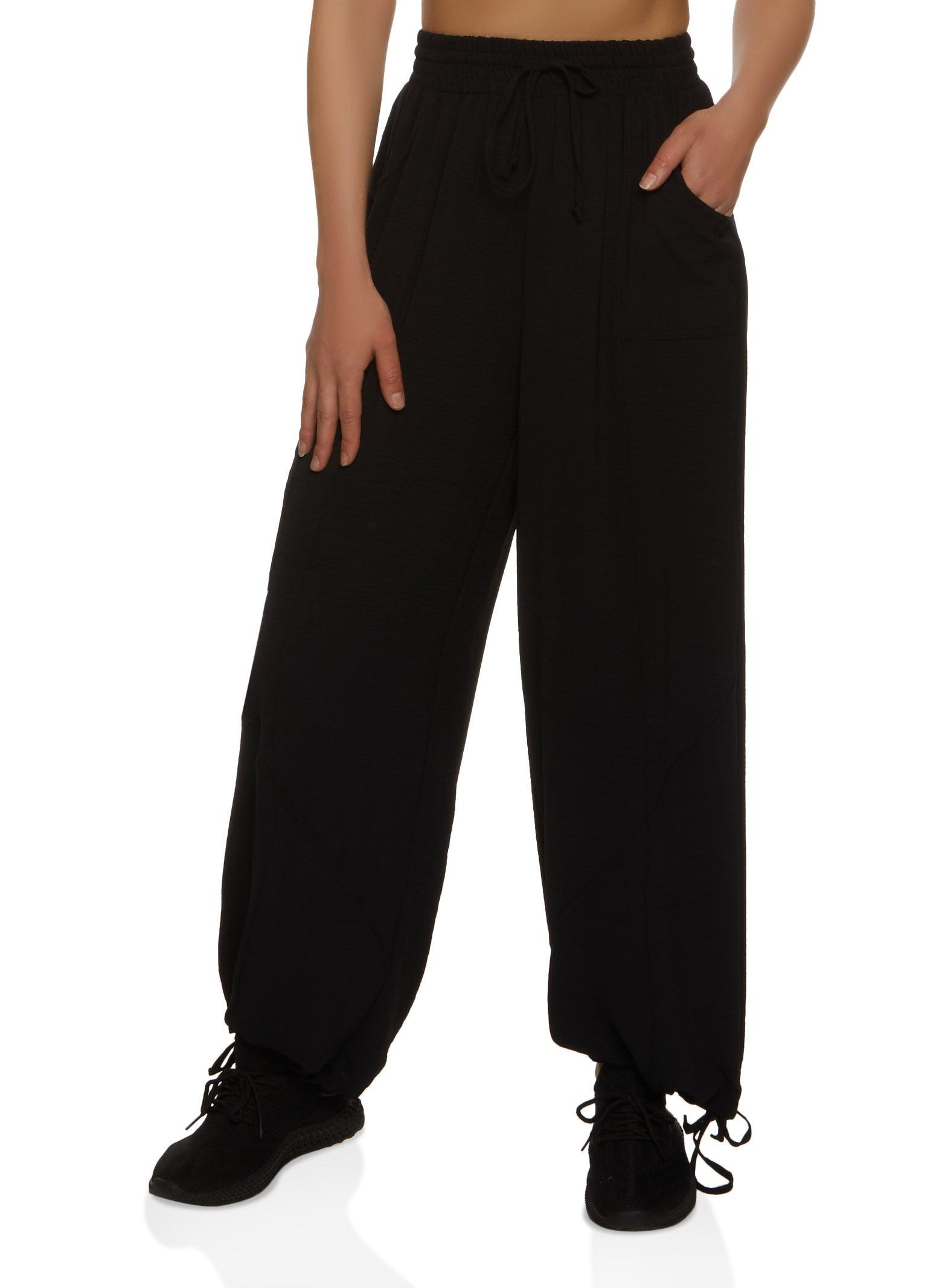 Womens High Waisted Tie Hem Wide Pants Product Image