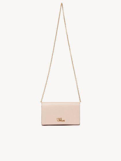 Chloé Iconic flap wallet on chain in shiny leather Product Image