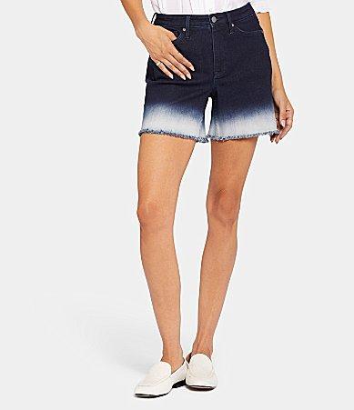 NYDJ Ombre High Rise Frayed Cut Off Hem Denim Shorts Product Image