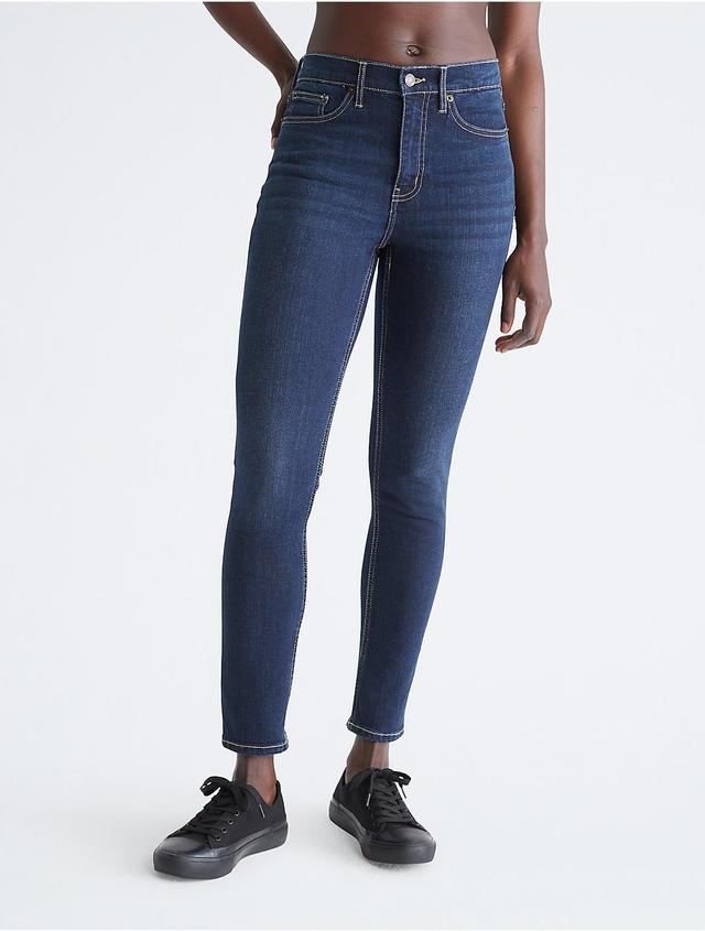 Calvin Klein Womens Skinny Fit High Rise Comfort Stretch Jeans - Blue - 24 Product Image