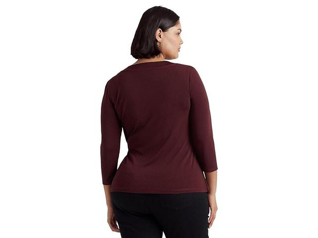 Lauren Ralph Lauren Plus Size Stretch Jersey 34 Sleeve Wrap Top Product Image