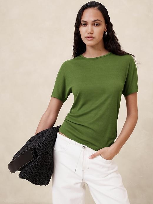 Sheer Ribbed Crew-Neck T-Shirt product image