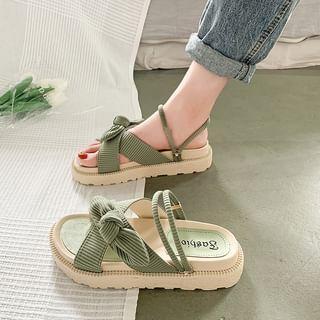 Bow Accent Slide Sandals Product Image