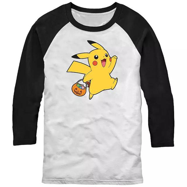 Mens Pokemon Happy Pikachu Trick Or Treat Raglan Tee Product Image