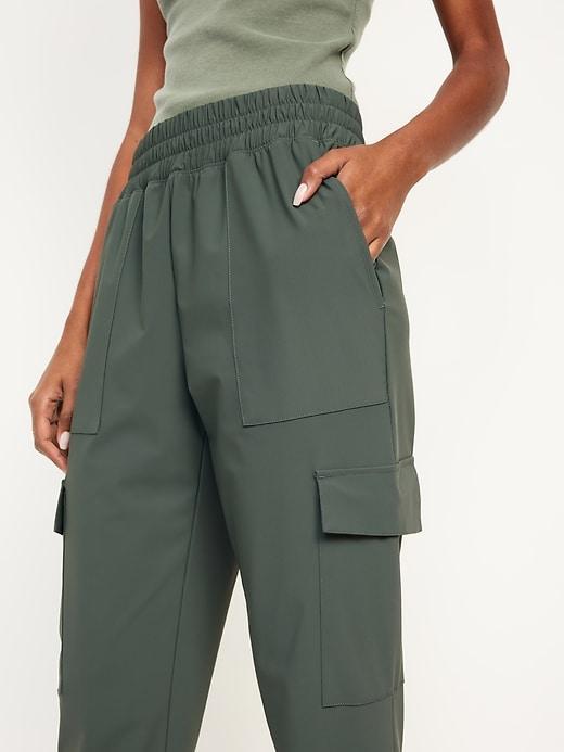 High-Waisted SleekTech Cargo Ankle Pants Product Image