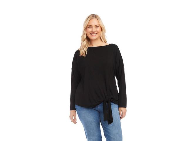 Karen Kane Plus Size Boatneck Tie Front Top Women's Clothing Product Image