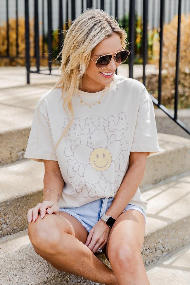 Retro Mama Daisy Ivory Oversized Graphic Tee Product Image