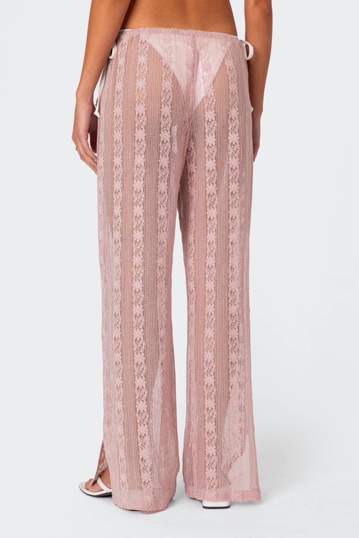 Embroidered Sheer Lace Pants Product Image