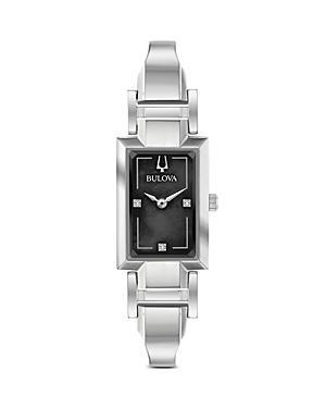 Bulova Womens Diamond-Accent Stainless Steel Bangle Bracelet Watch 18x33mm Product Image