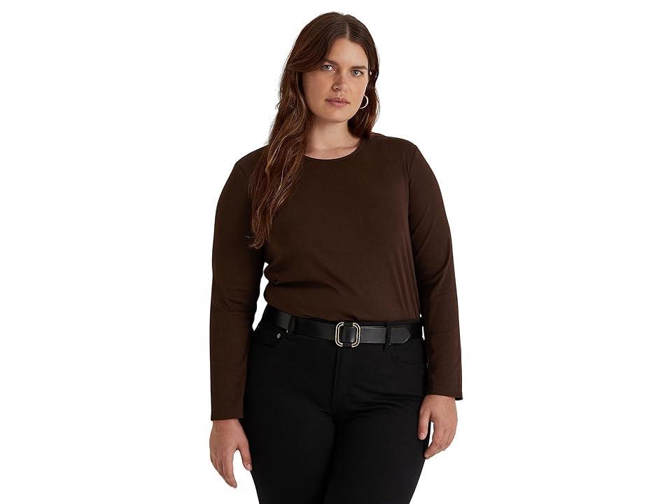 Lauren Ralph Lauren Plus-Size Cotton-Blend Long-Sleeve Top Product Image