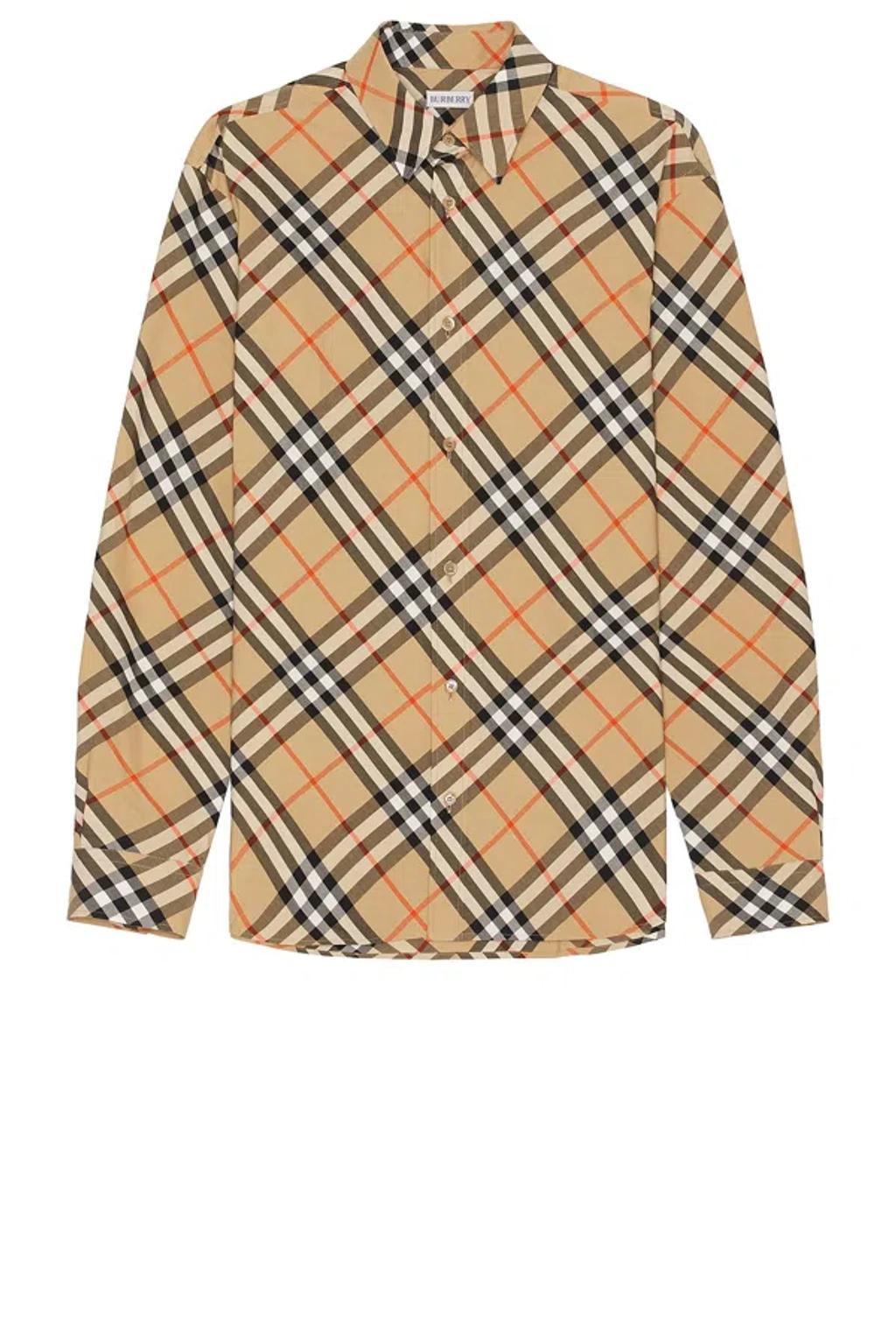 Vintage Check Long Sleeve Shirt In Beige Product Image