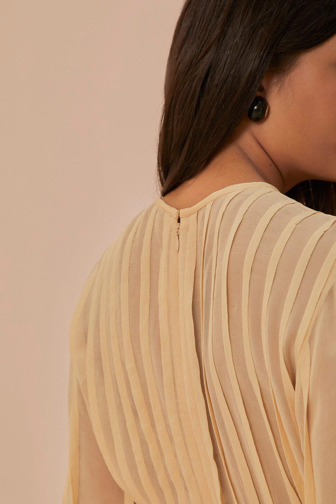 Beige Pleated Bust Blouse Product Image