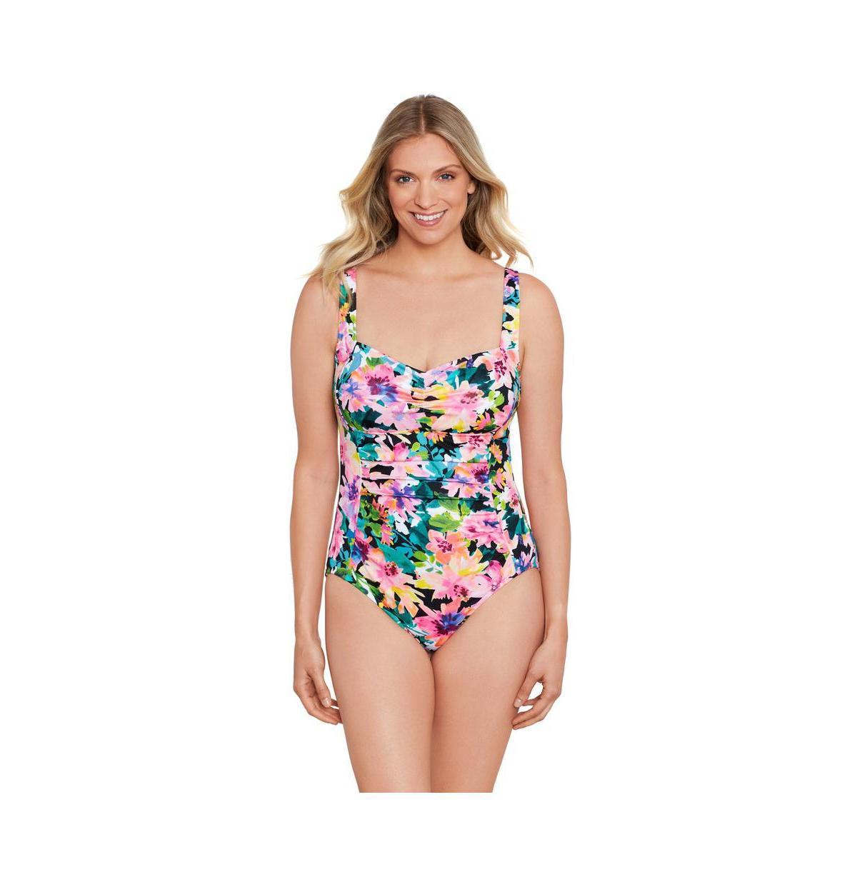 ShapeSolver by Penbrooke Womens ShapeSolver Shirred Bodice One-Piece Swimsuit Product Image