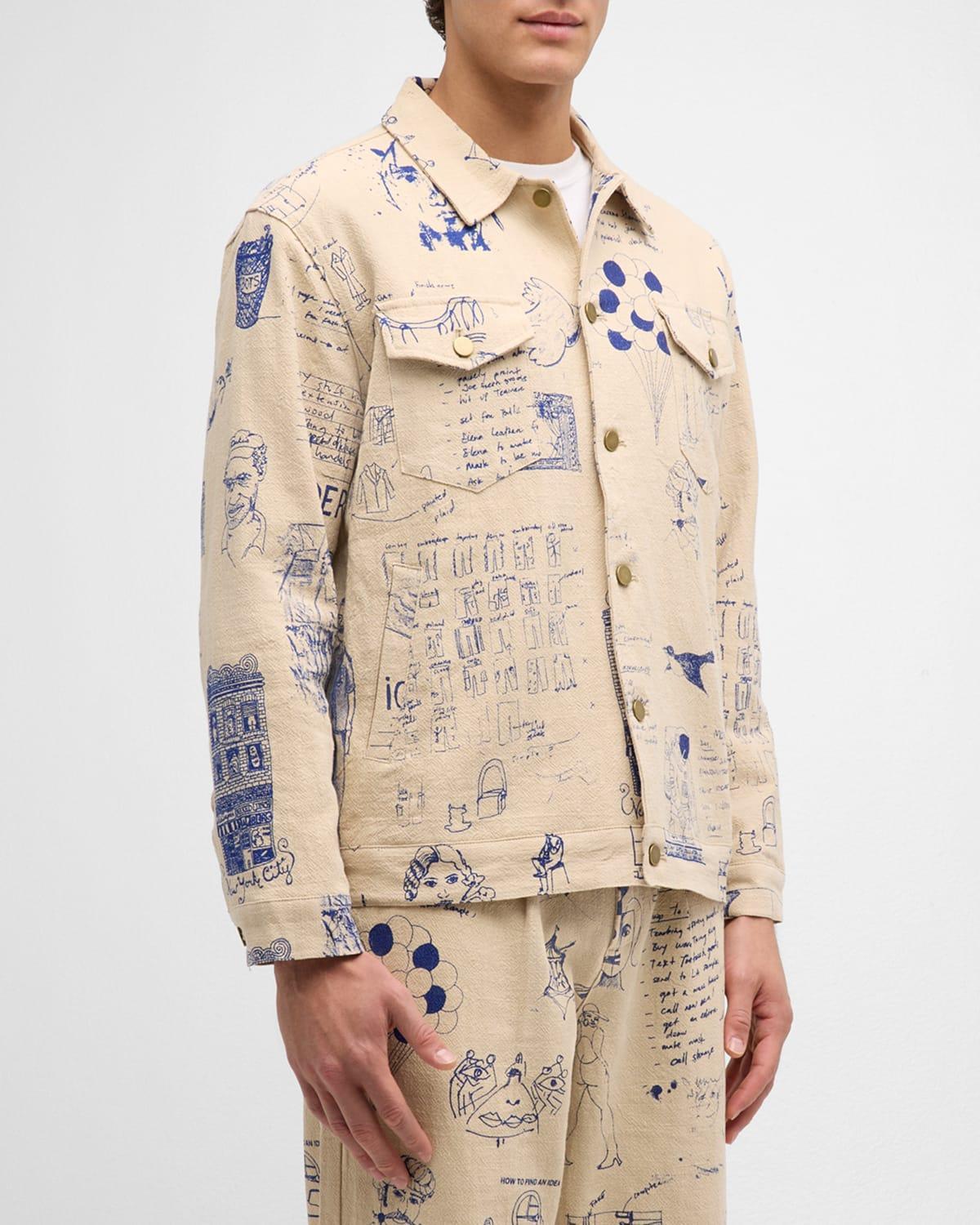 Mens Doodles Denim Trucker Jacket Product Image