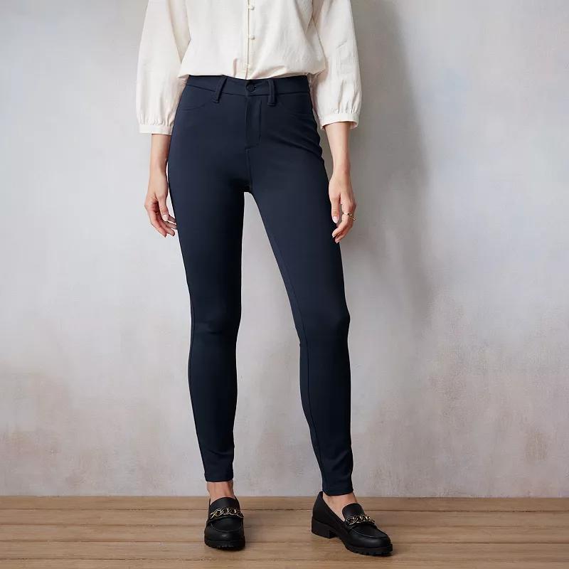 Petite LC Lauren Conrad High-Waisted Super Skinny Ponte Pants, Womens Product Image