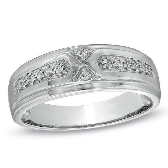 Men's 1/6 CT. T.w. Diamond Wedding Band in 10K White Gold Product Image