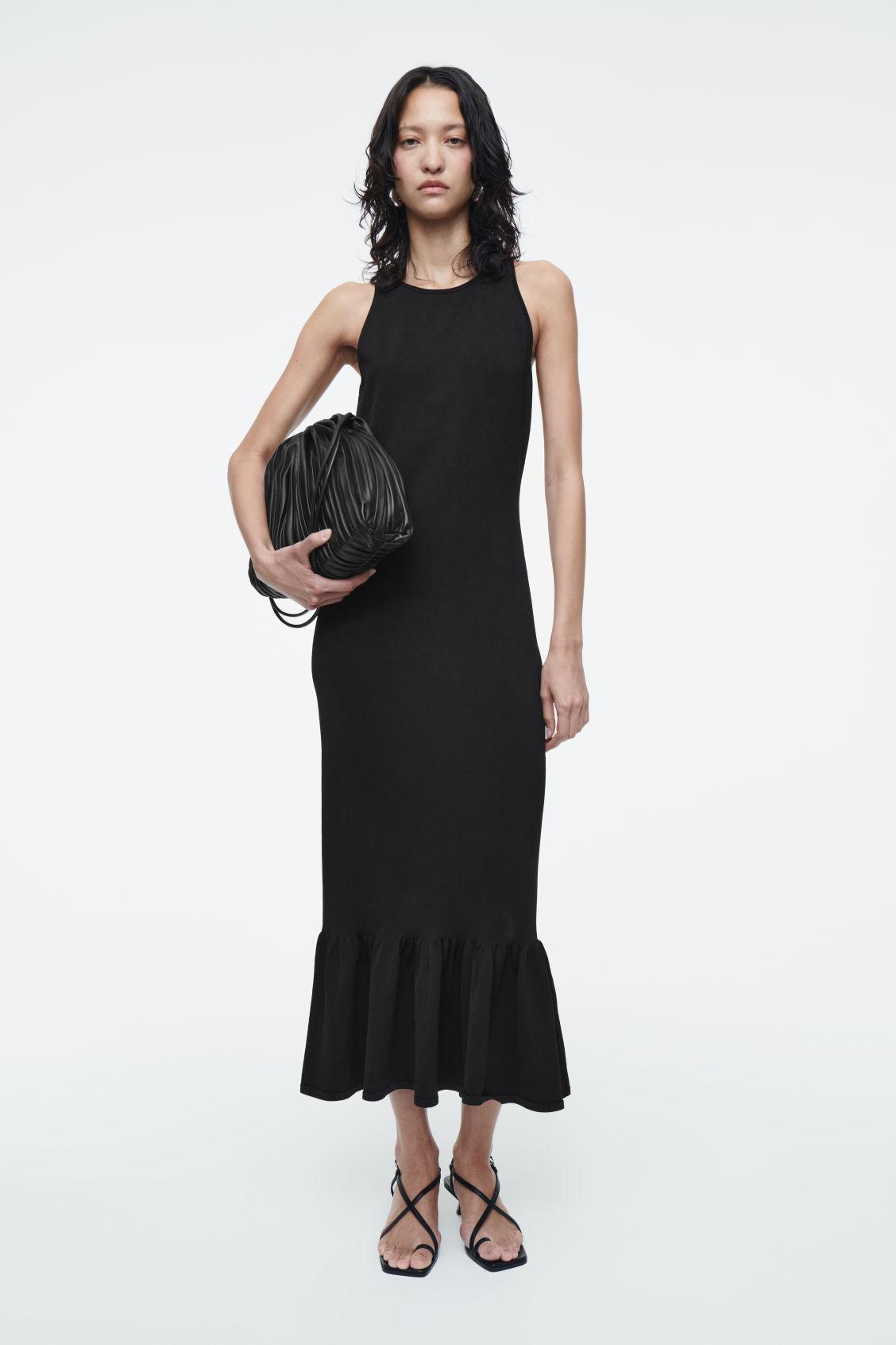 KNITTED RUFFLED-HEM MIDI DRESS product image