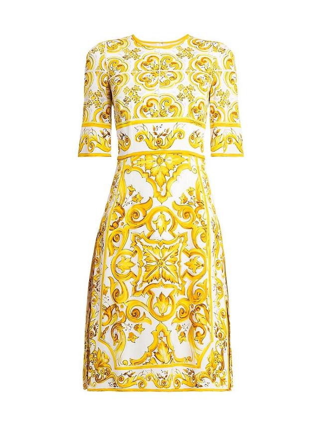 Womens Maiolica Print A-Line Midi-Dress Product Image