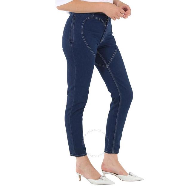 BURBERRY Ladies Dark Canvas Blue Heart-motif Skinny Jeans Product Image